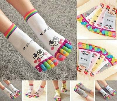 网红1 Pair socks women Cute Casual Five Toe Crew Finger Perf