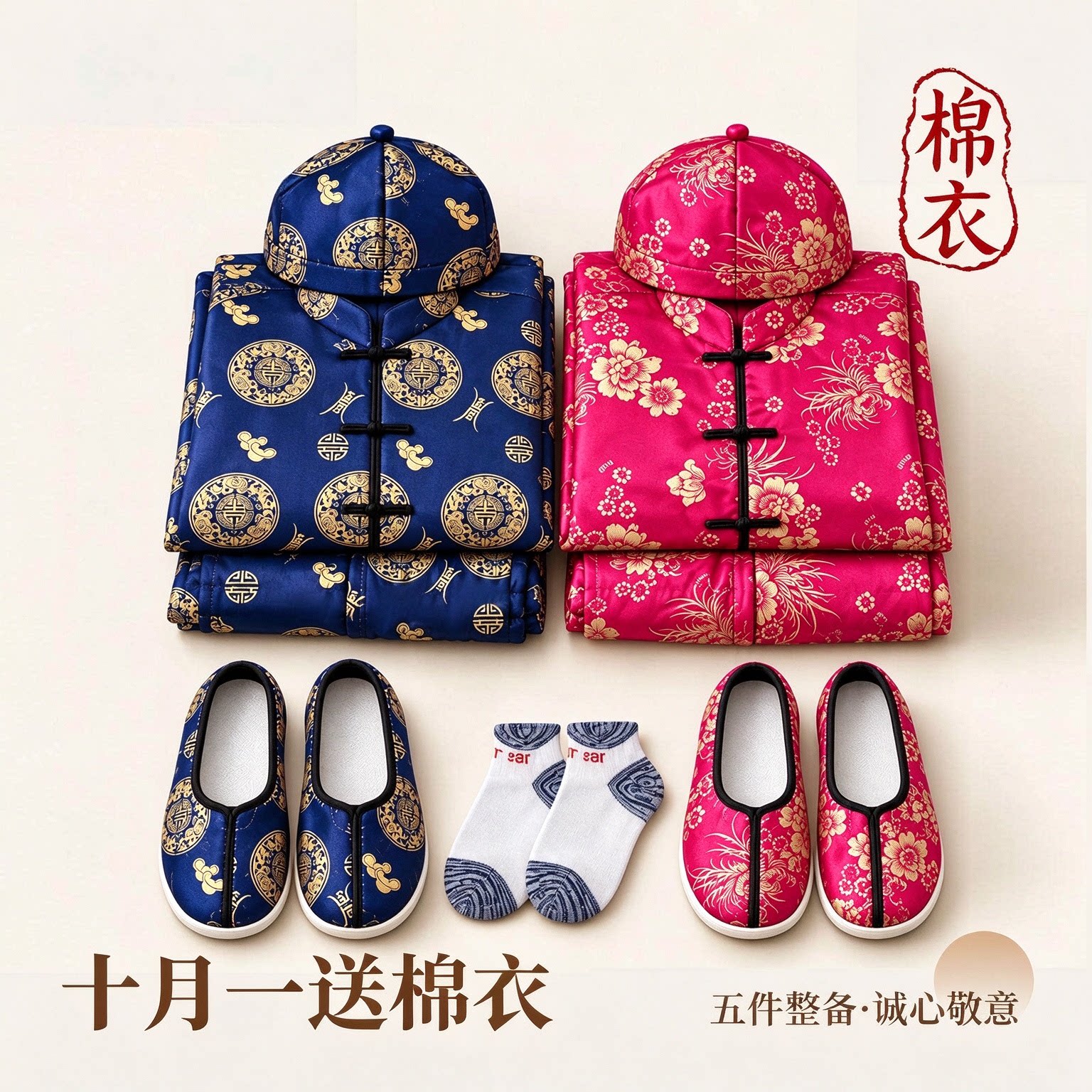 给故人送寒棉衣全套十月一棉衣节衣服男女士五件套装批发手工折纸