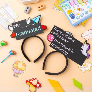 毕业典礼照片道具发带发饰幼儿园小学宝宝装扮班活动装饰安排