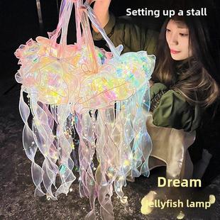 新型发光水母灯闪光便携式灯笼儿童灯笼户外摊位夜灯儿童摊位玩具