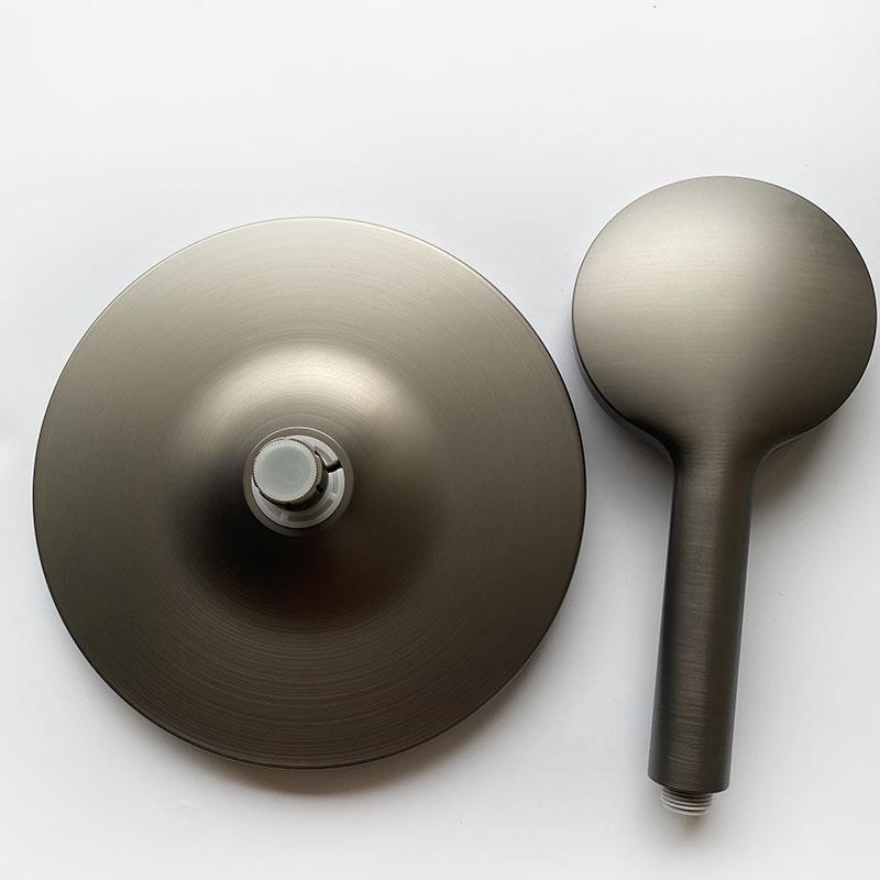 拉丝水镀枪灰色圆形花洒喷头淋浴洗澡顶喷淋雨大莲蓬头单手持沐浴