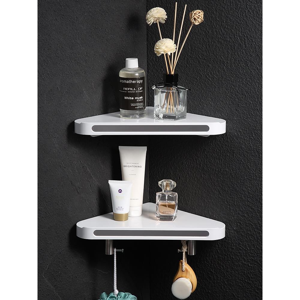 浴室卫生间置物架淋浴房厕所转角沐浴露墙上免打孔不锈钢三角架子