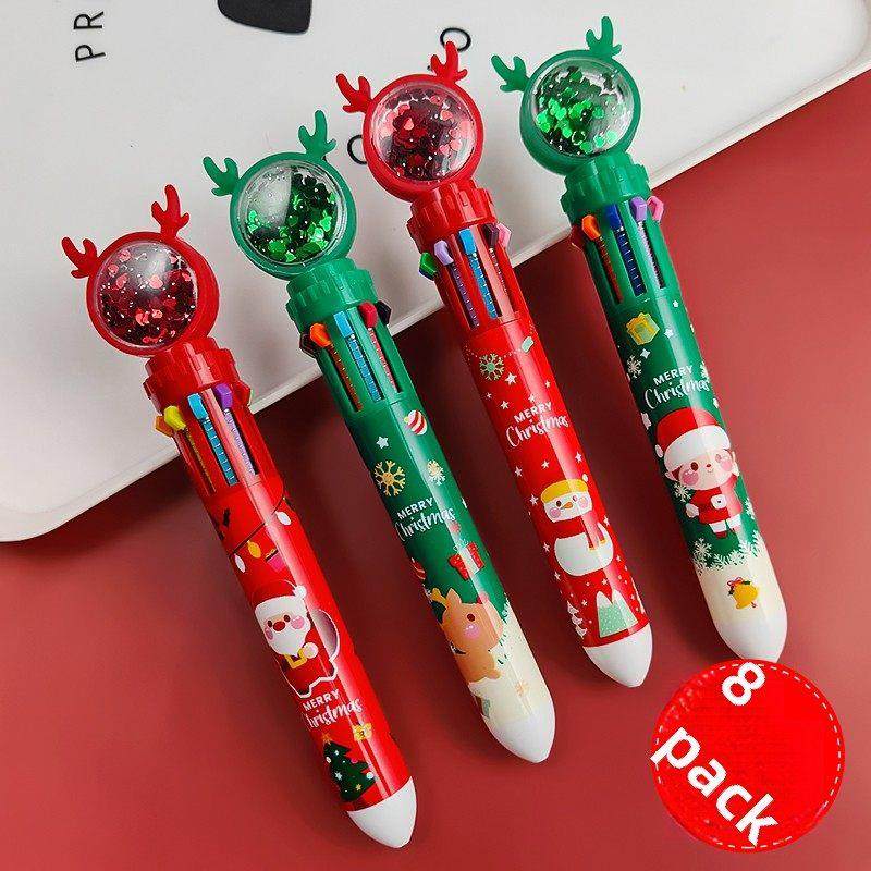 圣诞十色推圆珠笔学生推式多色一体笔幼儿园小朋友礼品奖品,文具电教/文化用品/商务用品,中性笔,淘宝优惠券,粉丝福利购,淘宝优惠卷