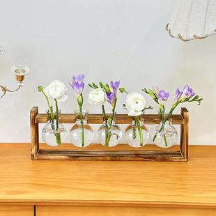 创意木架水培黄金葛鲜花花瓶容器盆办公室内桌面绿植现代摆件装饰