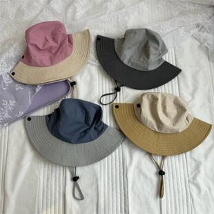 户外男女宝宝出游大檐防风遮阳盆帽 超轻速干防水儿童渔夫帽子夏季