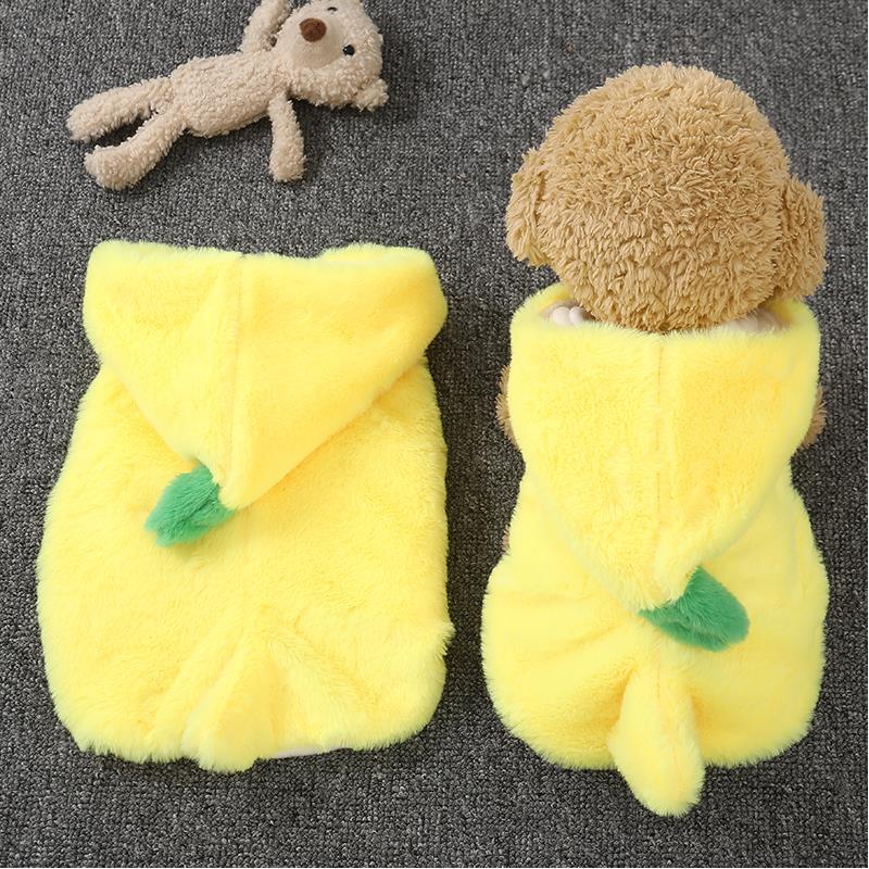 采购产品可爱的猫衣服，秋冬衣服，长毛绒棉大衣，温暖的香蕉衣服