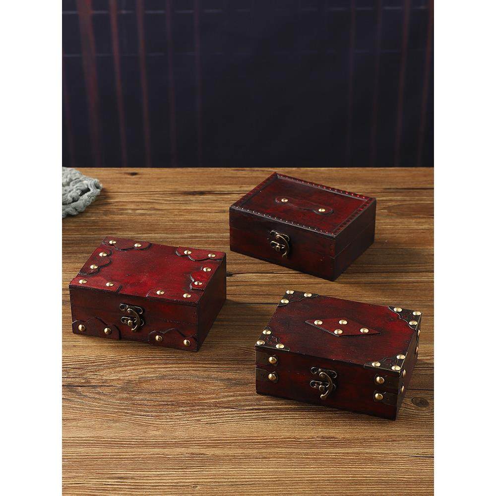 覆古木质带锁首饰盒收纳箱中式高档礼品盒儿童百宝箱密室逃脱道具,收纳整理,首饰盒,淘宝优惠券,粉丝福利购,淘宝优惠卷