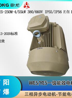 YE5-250M-4/55kW 380V 50Hz IP55 F B35 卧 龙WE5一级能效电动机
