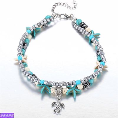 网红double-deck anklets starfish party beach anklet girl fas