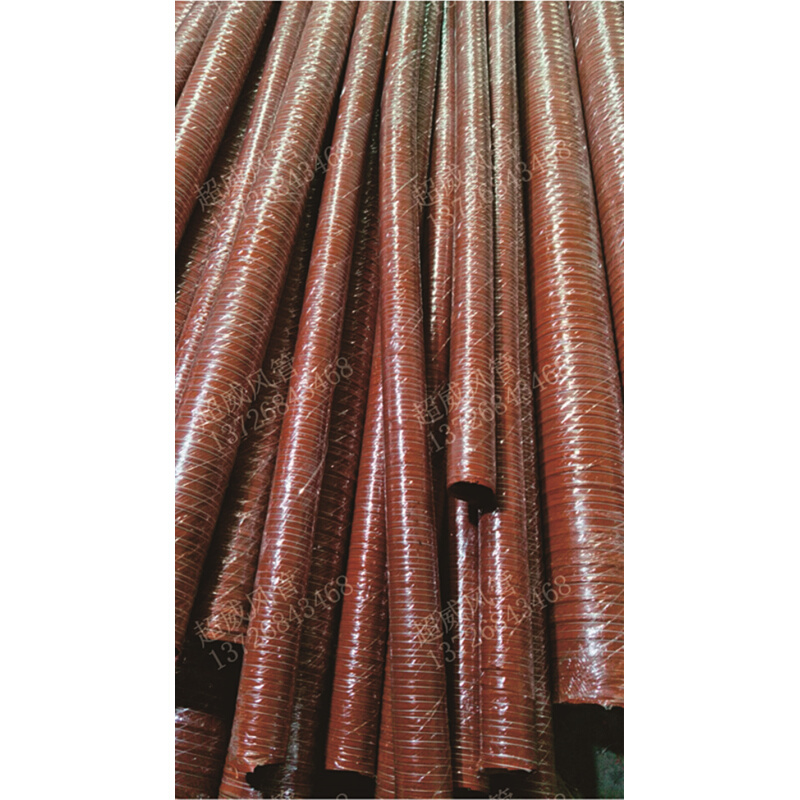 。钢丝管软管耐高温管材排烟管 防火阻燃排气管红色硅胶通风管75m