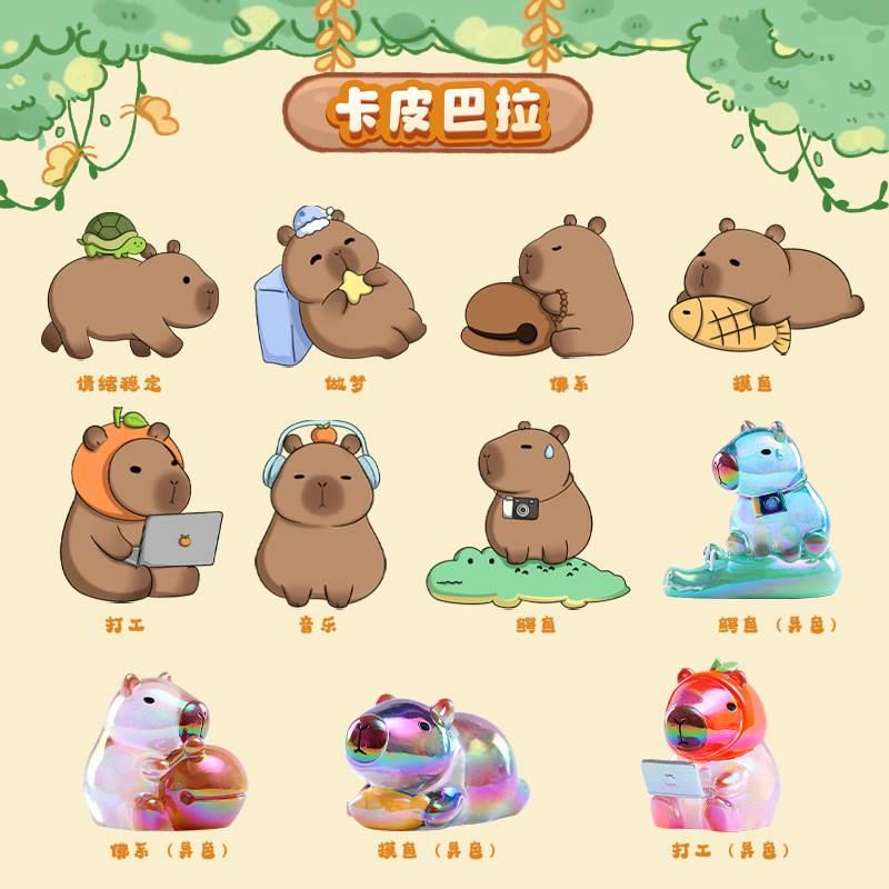 正品Capybara卡皮巴拉盲盒车载桌面摆件潮玩水豚公豚鼠生日礼物