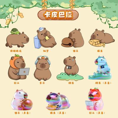 正品Capybara卡皮巴拉盲盒车载桌面摆件潮玩水豚公豚鼠生日礼物
