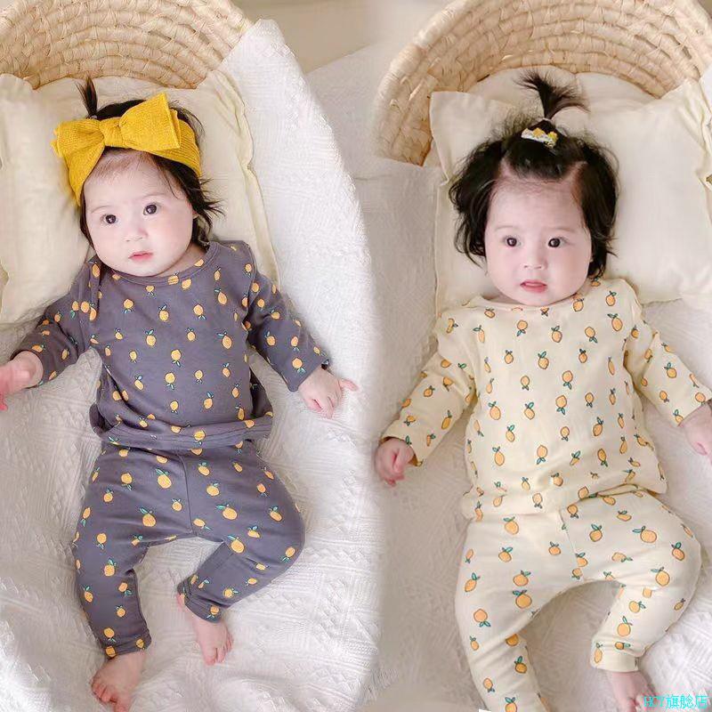 新款婴儿内衣套装高腰护肚秋冬款套装睡衣宝宝家居服打底秋衣秋*