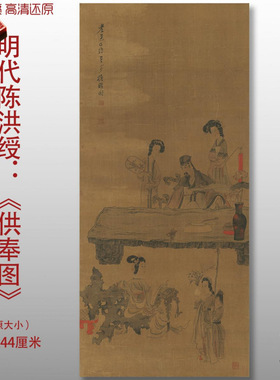 明代陈洪绶供奉图国画名作复古人