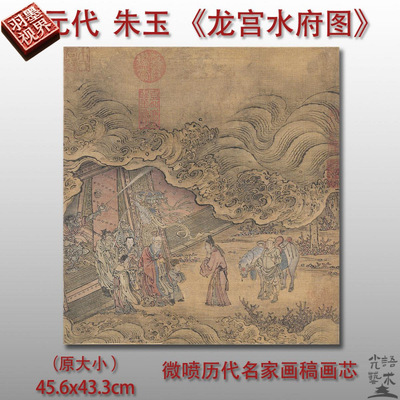 元代朱玉龙宫水府图传统人物画临