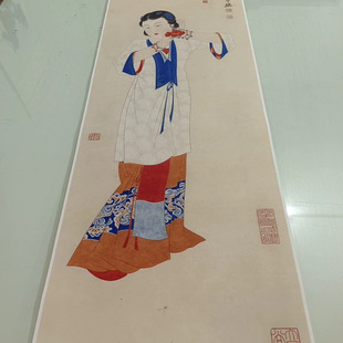 张大千 簪花仕女图立轴书画人物国画真迹微喷仿古画芯挂轴装饰画