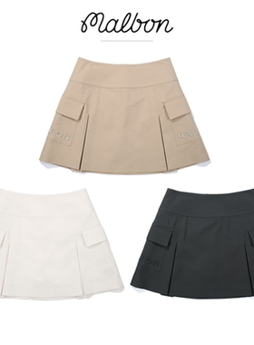 25春夏季韩国MALBON高尔夫球服裙子中腰工装褶皱运动A字半身短裙