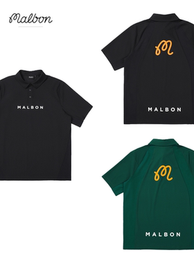 25夏季韩国高尔夫服装MALBON男款短袖T恤拼接POLO衫运动速干轻薄