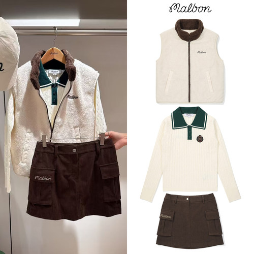 MALBON高尔夫套装羽绒服长袖短裙