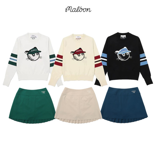 MALBON高尔夫女装套装针织衫短裙