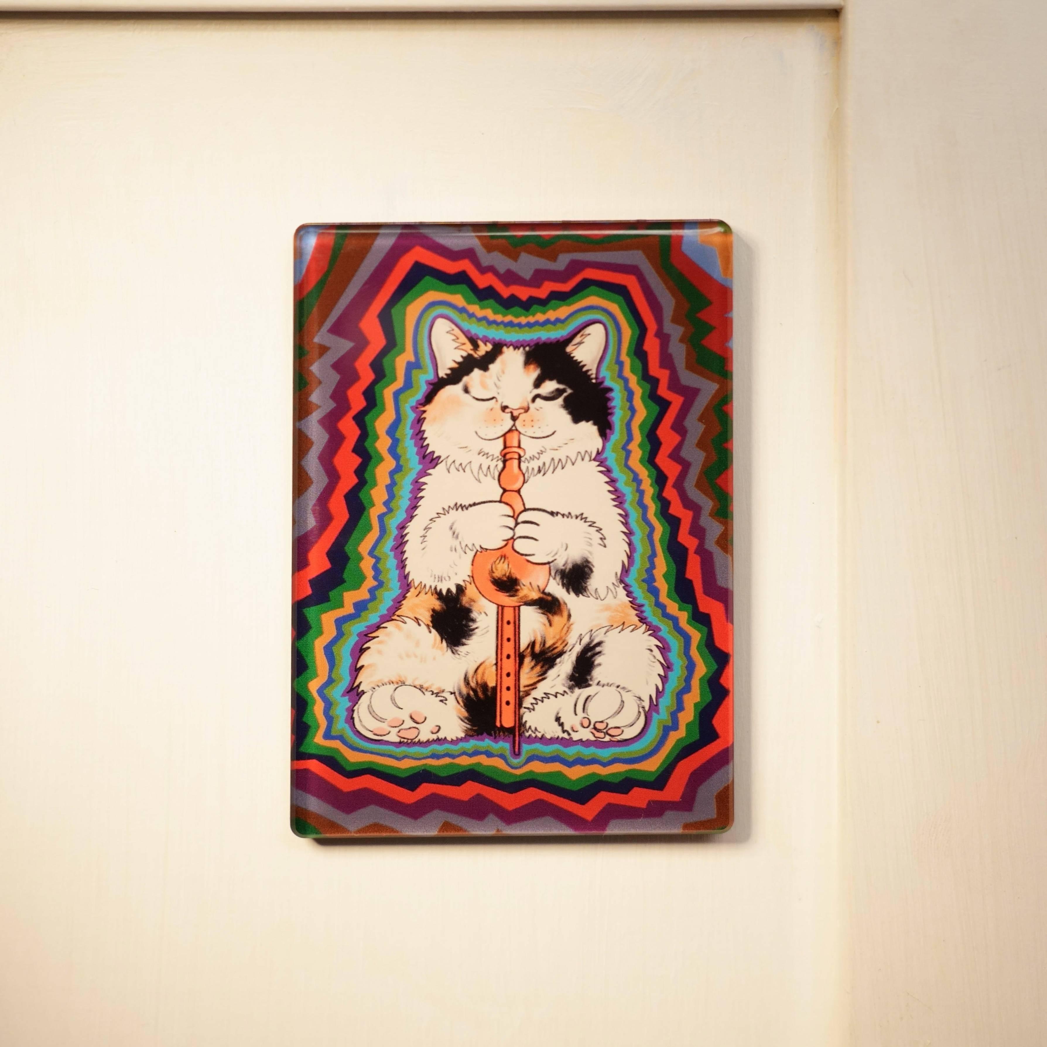 菊郎《吹笛子的小猫》冰箱贴