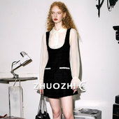 卓芝 法式 高级感小香风连衣裙女2025冬季 新款 假两件收腰短裙