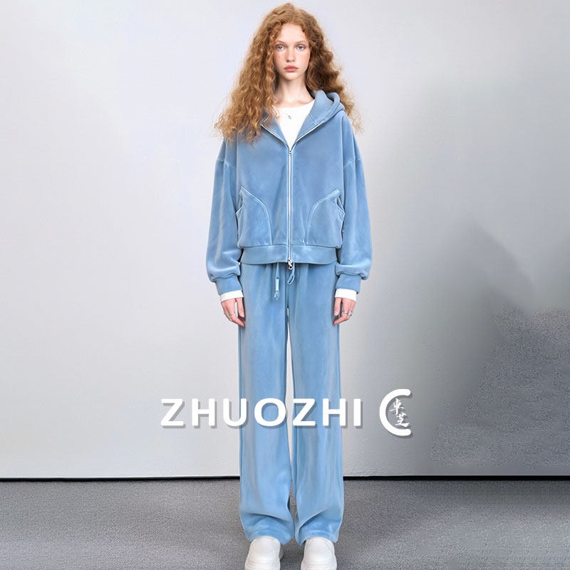 【卓芝】法式连帽卫衣套装女2025冬新款松紧腰阔腿裤两件套休闲风,女装/女士精品,时尚套装,淘宝优惠券,粉丝福利购,淘宝优惠卷