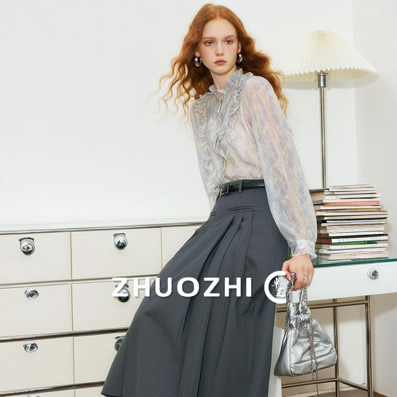 【爆款】卓芝法式优雅网纱刺绣衬衫2026春季新款长袖淑女百搭上衣,女装/女士精品,衬衫,淘宝优惠券,粉丝福利购,淘宝优惠卷