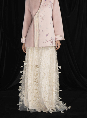 吉祥衣家新中式国风复古新款白色高端气质女装时亦冉冉半裙