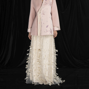 吉祥衣家新中式国风复古新款白色高端气质女装时亦冉冉半裙