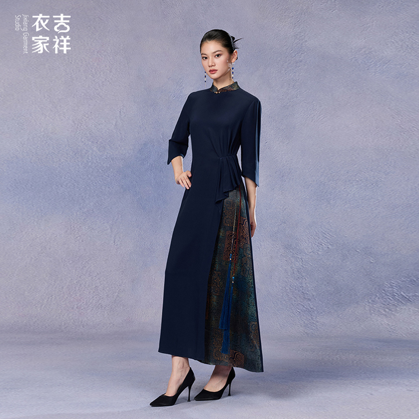 吉祥衣家新中式女装凤袅袅连衣裙图片
