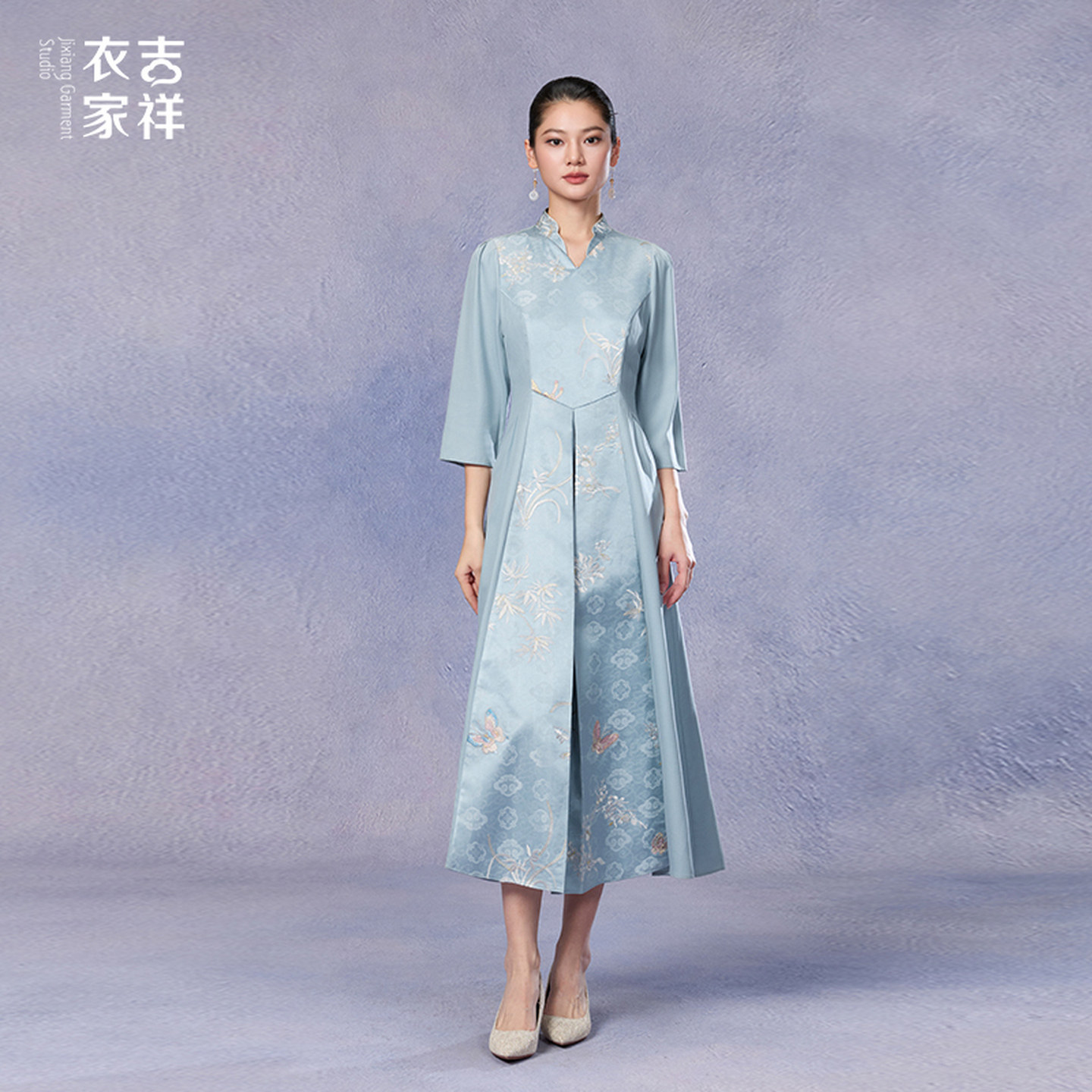吉祥衣家新中式蝶栖兰语连衣裙图片