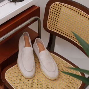 男商务休闲牛皮反绒一脚蹬乐福鞋 loro英伦复古便士乐福鞋 反绒皮鞋