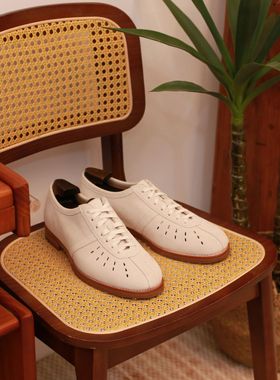 Oldmoney头层牛皮雕花配色休闲鞋舒适板鞋西装复古保龄球鞋男鞋