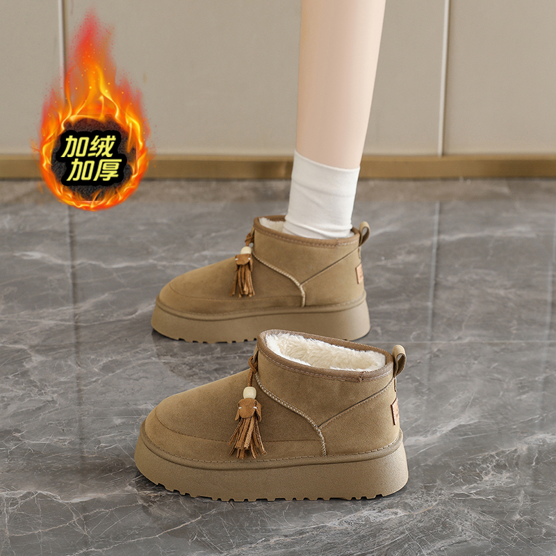 杨幂同款中筒厚底一脚蹬雪地靴女