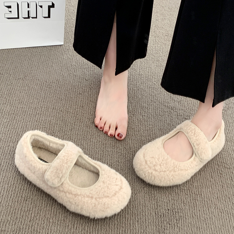 赵露思同款超火羊毛玛丽珍鞋女