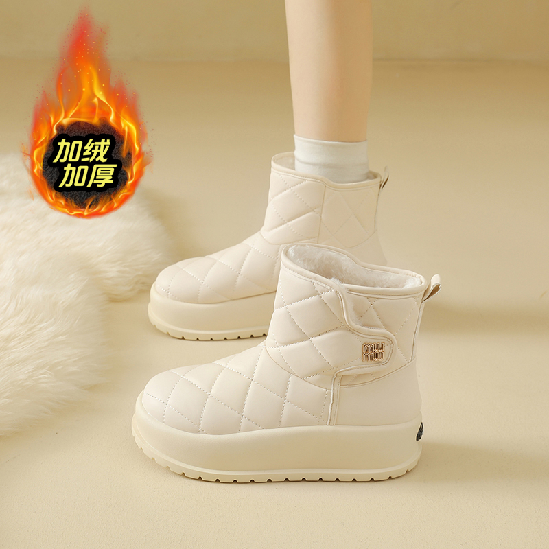 白鹿同款哈尔滨真皮高帮雪地靴女