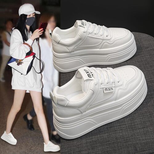 增高7CM厚底真皮小白鞋女款