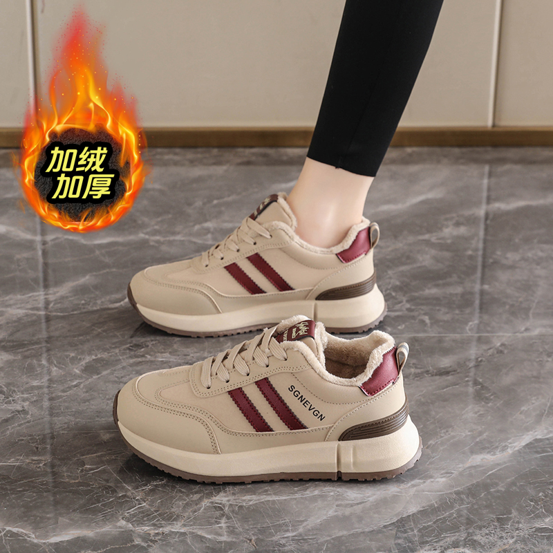 踩屎感厚底加绒加厚棉鞋女