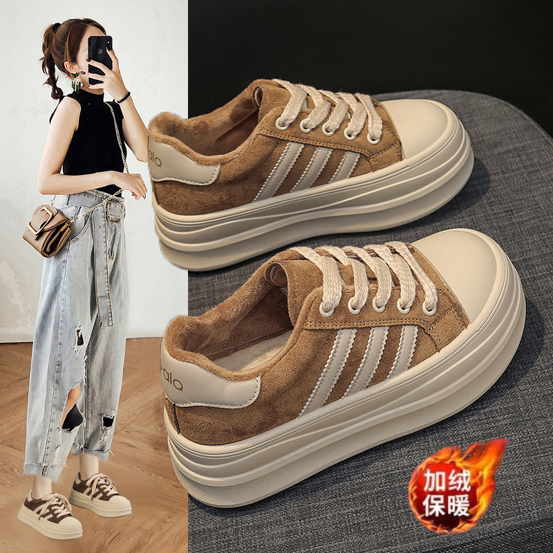 杨幂同款加绒二棉板鞋女