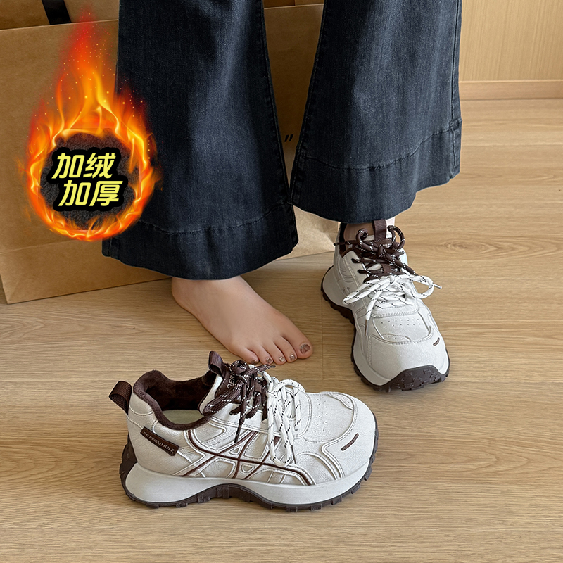 赵露思同款加绒加厚老爹鞋女