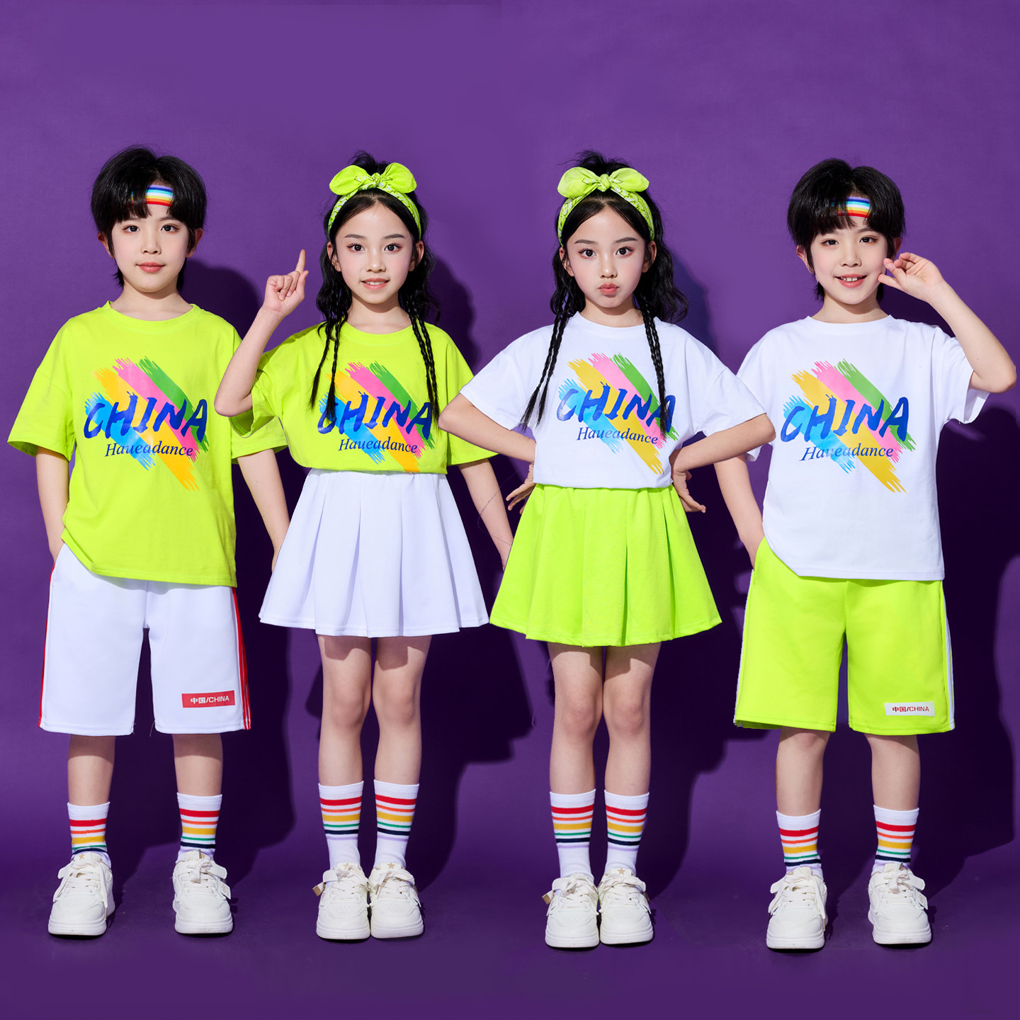 六一儿童啦啦队演出服小学生运动会套装幼儿园团体合唱服表演班服