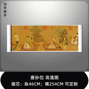 唐孙位 高逸图 竹林七贤图国画字画高清古画宣纸绢布真迹微喷复制