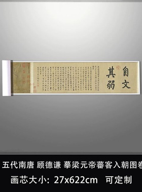1:1 五代南唐顾德谦摹梁元帝蕃客入朝图卷台北故宫藏复制品装饰画