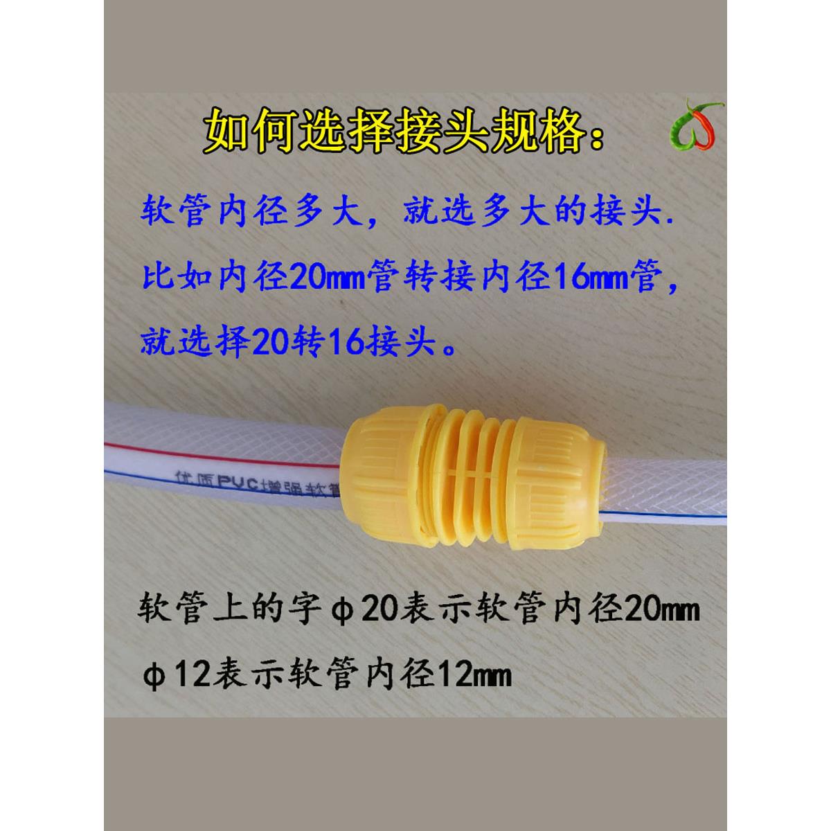 16变20PVC水管软管接头25管接头1.2寸塑料快接6分直通园林1.5寸变
