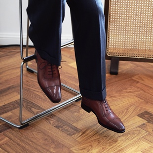 雅生AXEN固特异阿德莱德牛津鞋布洛克婚鞋st james款皮底橡胶底