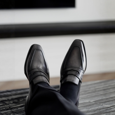 雅生AXEN手工固特异Bonaudo男士penny loafer擦色皮andy款