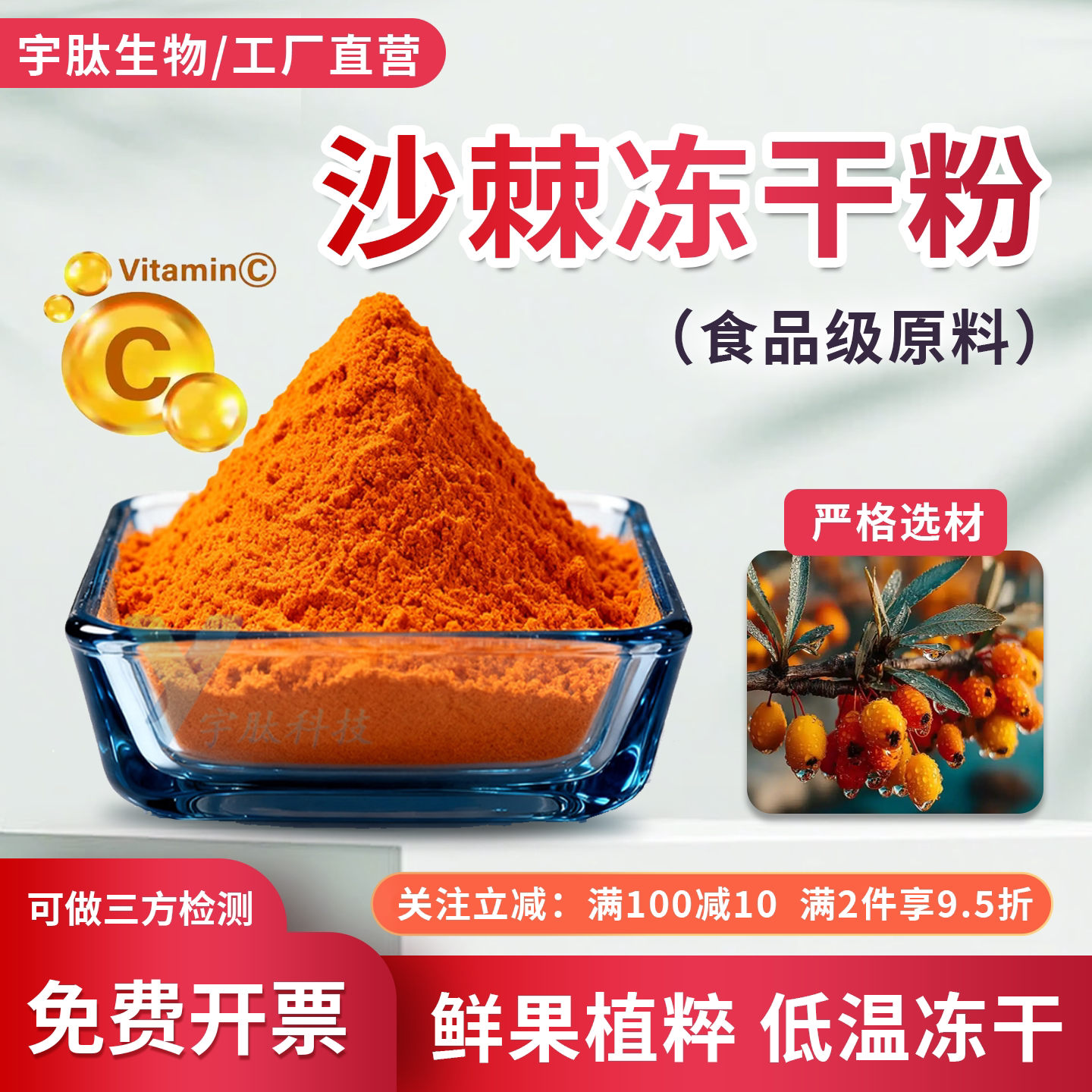 沙棘冻干粉99%低温萃取 沙棘果粉 食品级原料果蔬粉 厂家正品直发