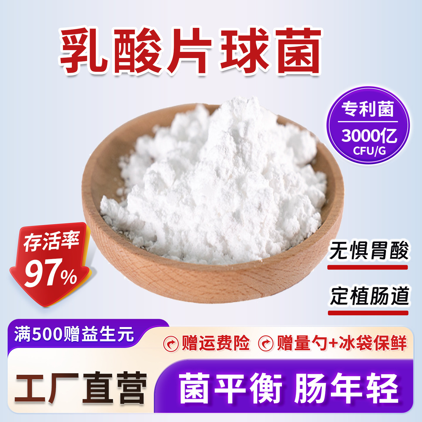 乳酸片球菌3000亿高活性 乳酸菌发酵食品级冻干型益生菌 厂家正品