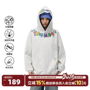 404MOB环形花卉刺绣重工秋冬连帽卫衣男女潮牌潮流宽松加厚款 帽衫